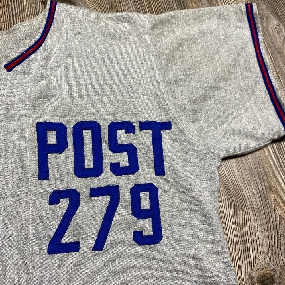 Vintage 1980’s Baseball Jersey Men’s Large Jacksonville Post 279 Gray Distressed - Picture 5 of 10